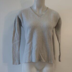 Womens Kokun100% Cashmere Gray V-Neck Sweater M